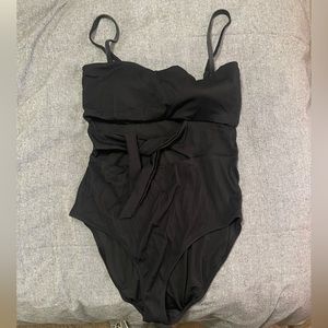 Aerie Black Ribbed Bandeau One Piece XL